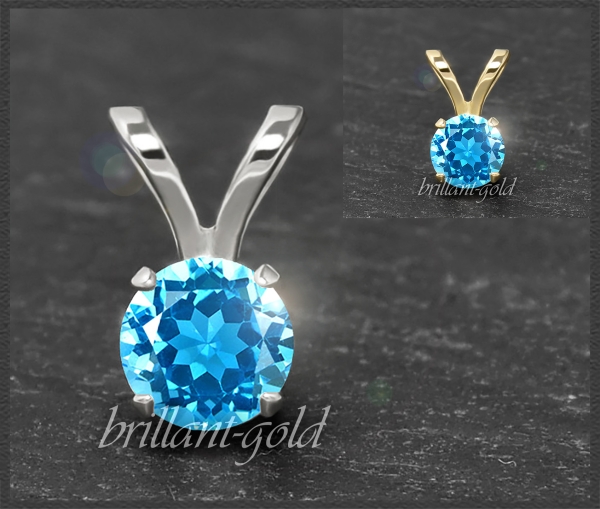 Anhänger 585 Gold aquamarin-blauer Topas 4,5,6,7mm